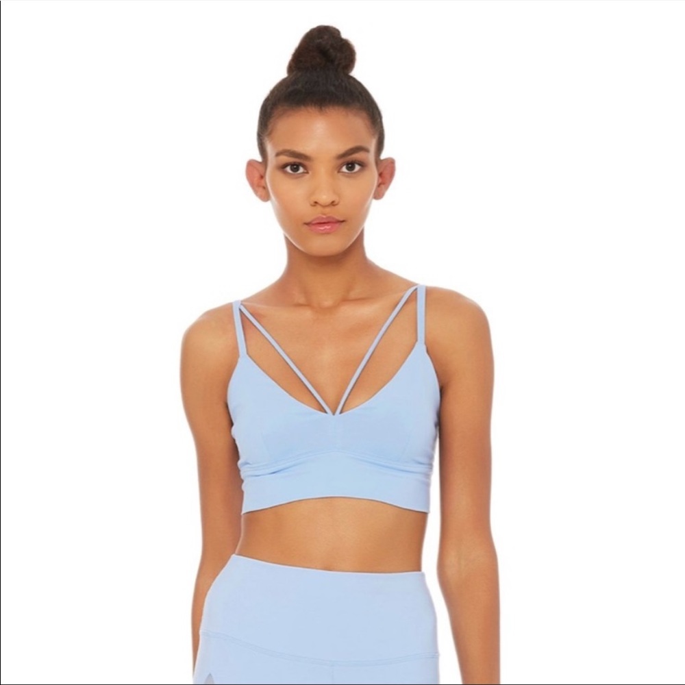 ALO YOGA deluxe light blue sports bra